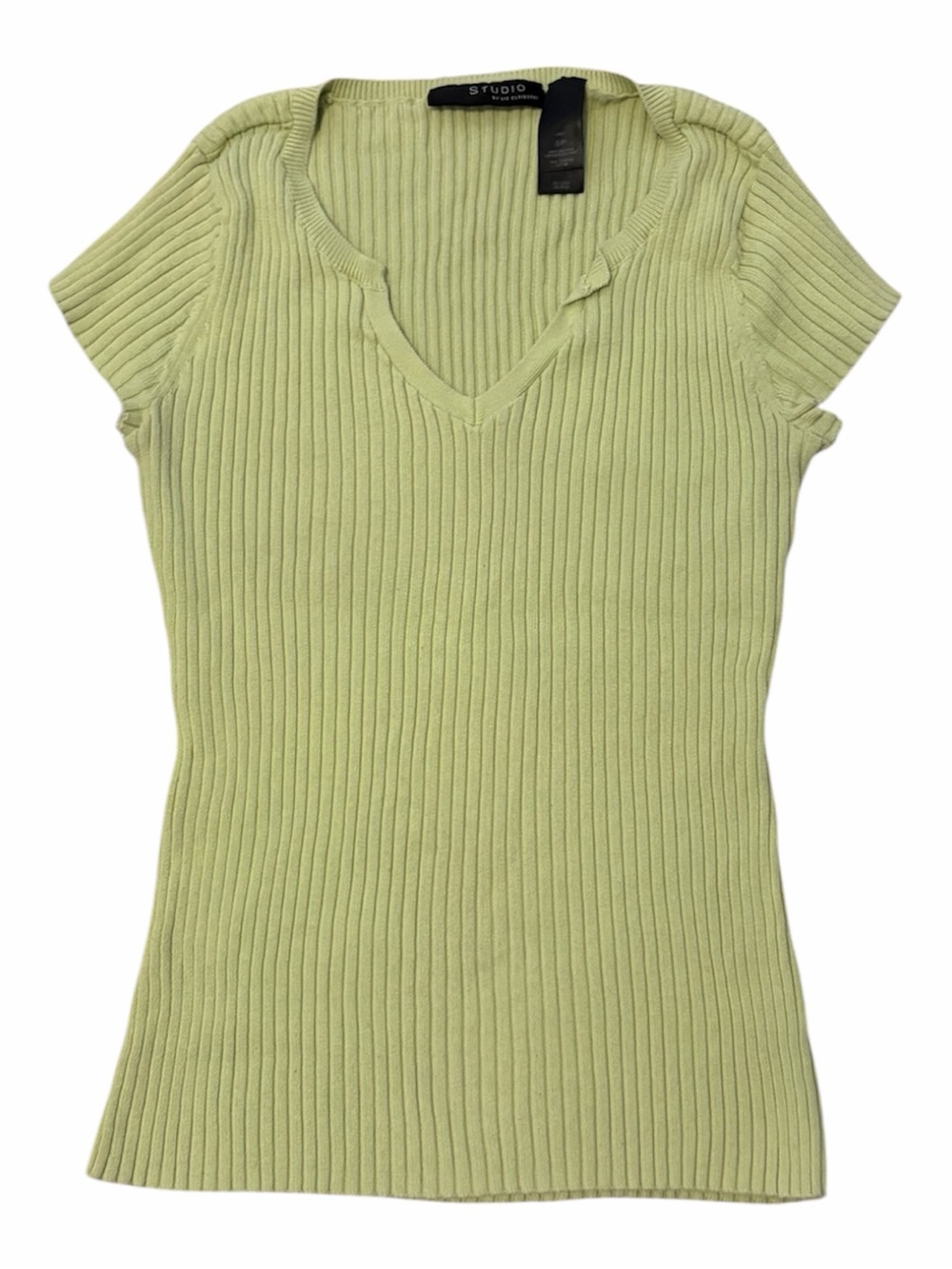 Liz Claiborne Light Lime Ribbed V-Neck Short Sleeve Top